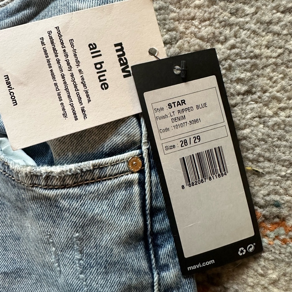 Mavi All Blue Ripped Denim Jeans - Picture 3 of 4